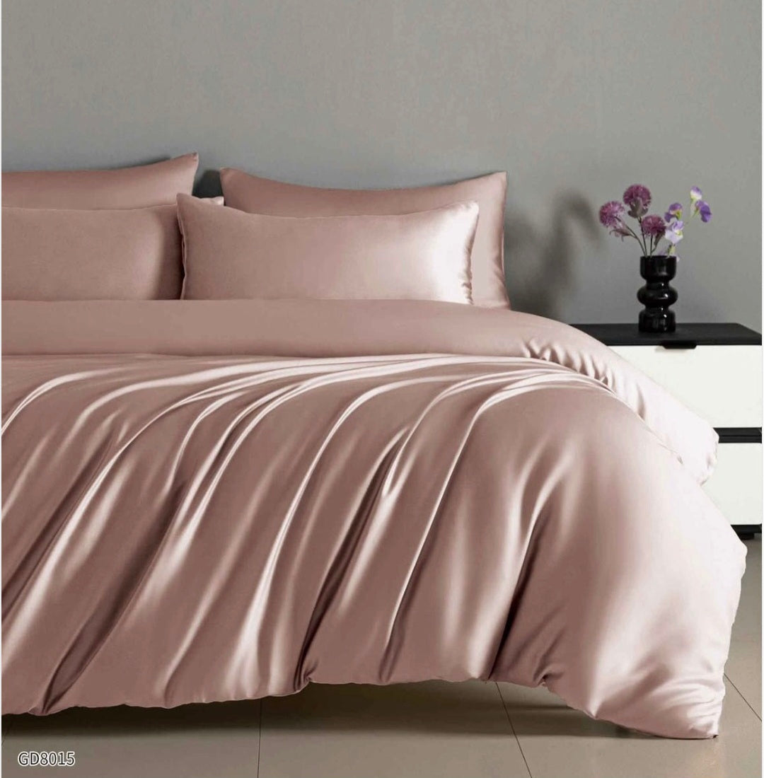Lenjerie satin 4 piese, cearceaf cu elastic 180x200 cm