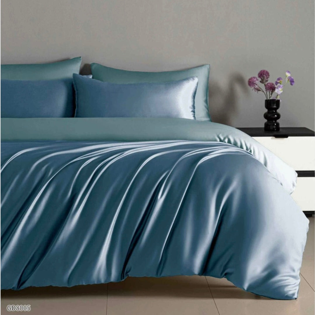 Lenjerie satin 4 piese, cearceaf cu elastic 180x200 cm
