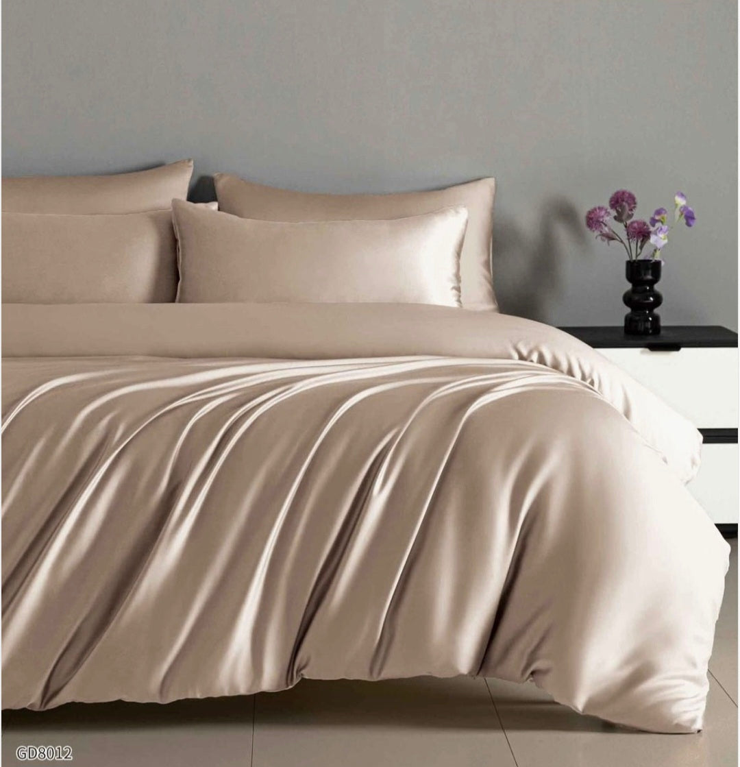 Lenjerie satin 4 piese, cearceaf cu elastic 180x200 cm