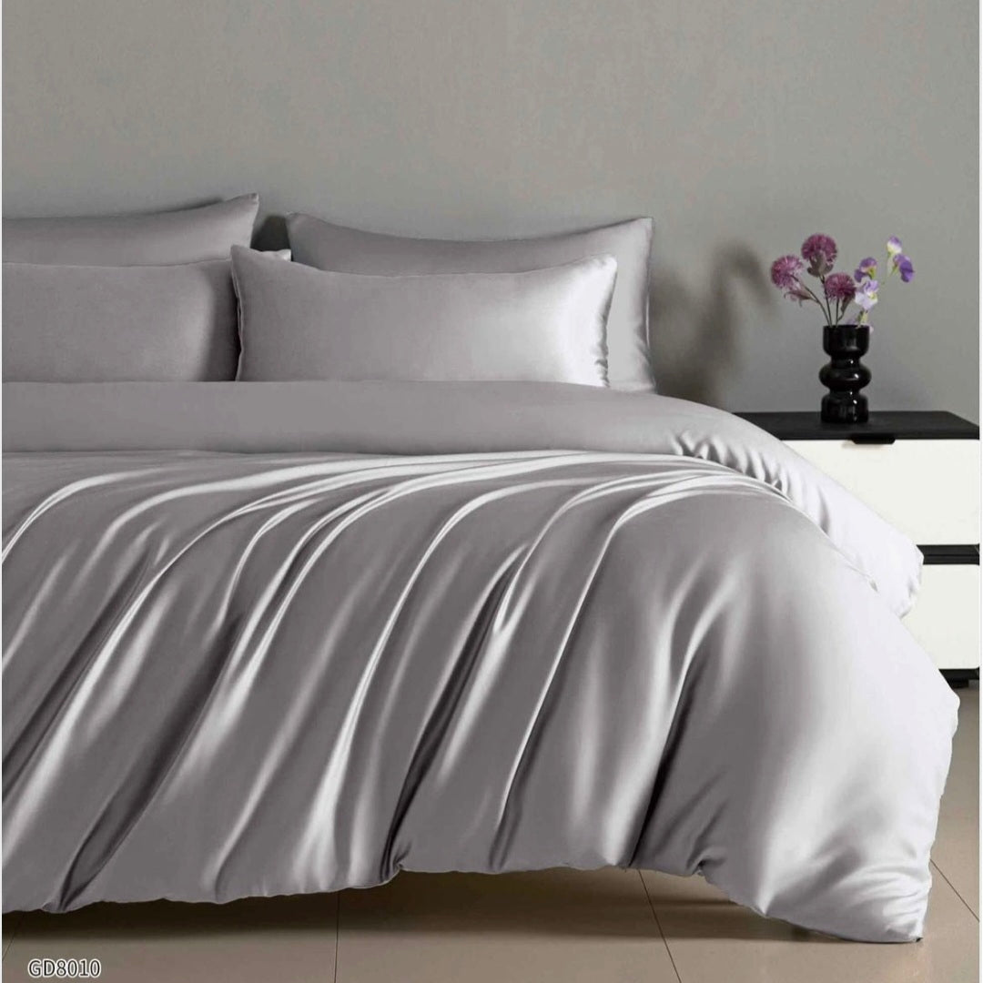 Lenjerie satin 4 piese, cearceaf cu elastic 180x200 cm