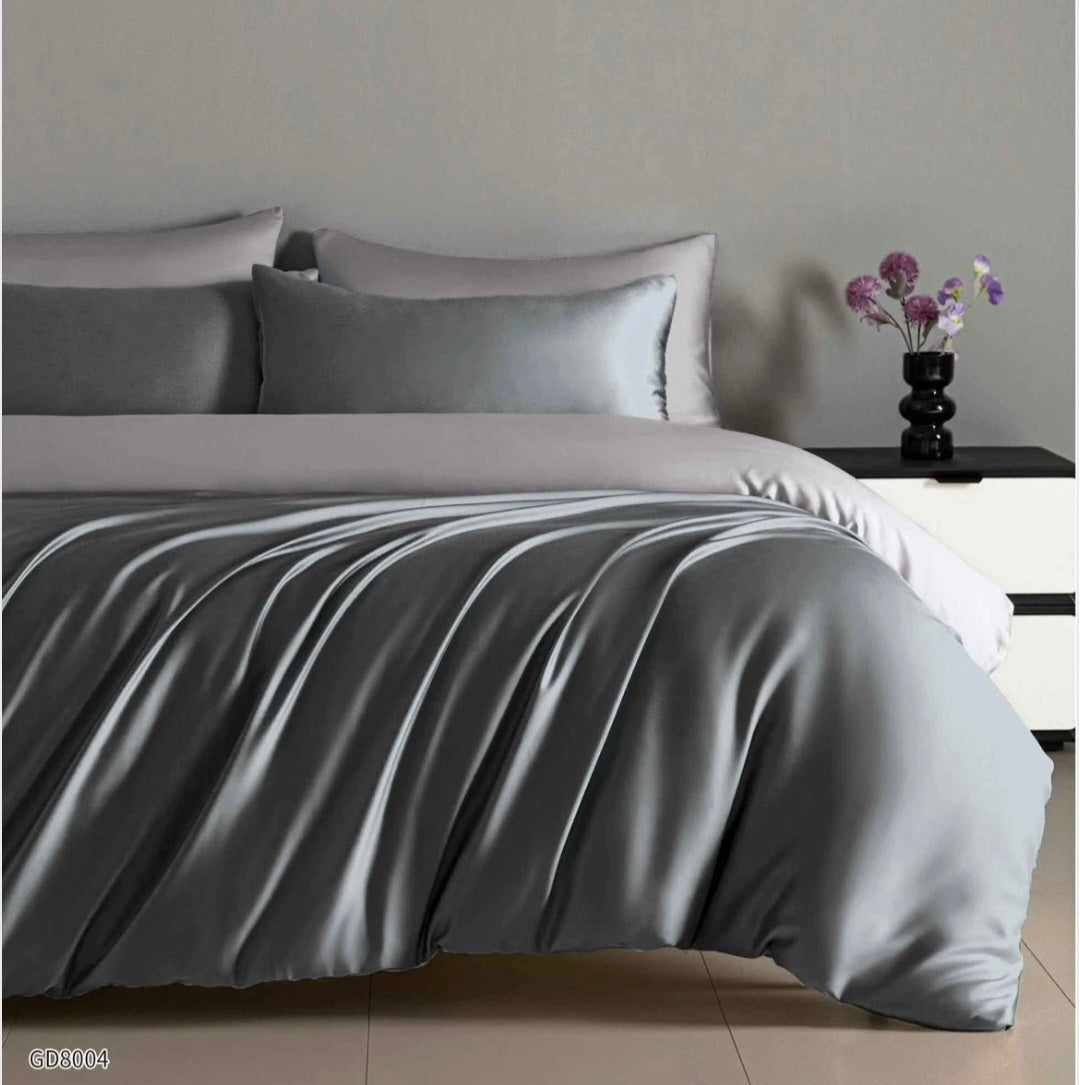 Lenjerie satin 4 piese, cearceaf cu elastic 180x200 cm