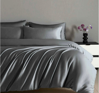 Lenjerie satin 4 piese, cearceaf cu elastic 180x200 cm