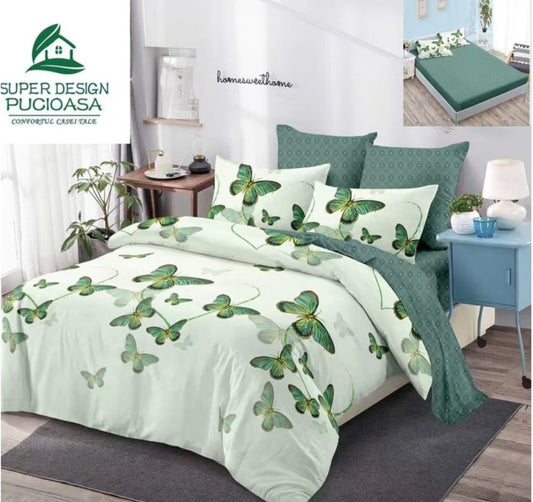 Lenjerie 6 piese Finet, cearceaf cu elastic diferite modele 180x200 cm